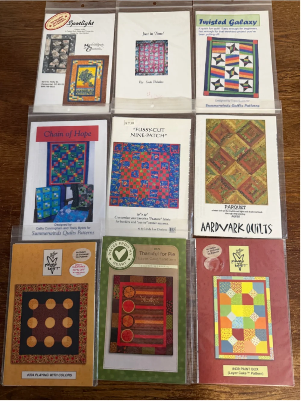 Vintage Quilt Pattern Lot of 9 New Unused Mountainpeek Summerwinds Aardvark OOP